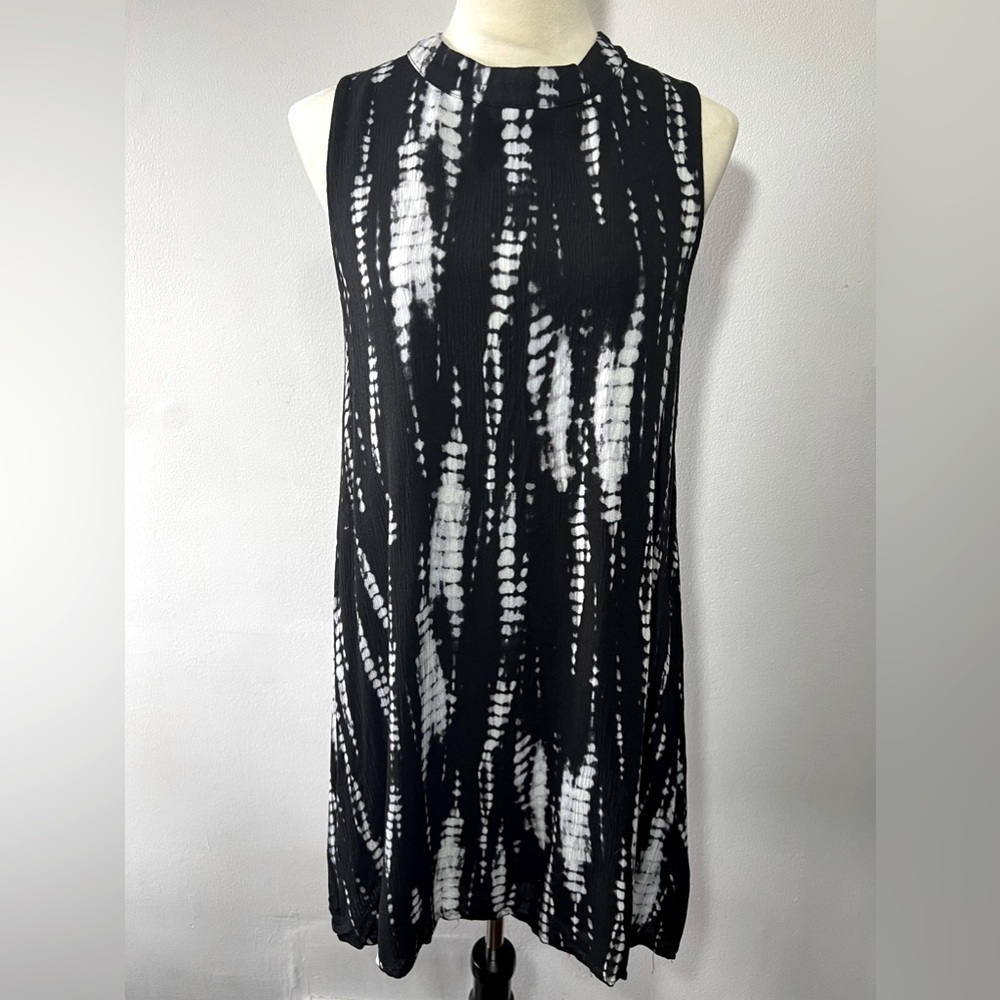 Miami, black and white tie dye dress, L